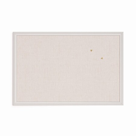 U Brands Linen Bulletin Board w/Decor Frame, 30x20, Natural Surface/White Frame 2074U00-01